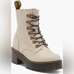 NIB $200 Dr. Martens Leona Combat Boot in Vintage Taupe Sendal -6US and 9US!